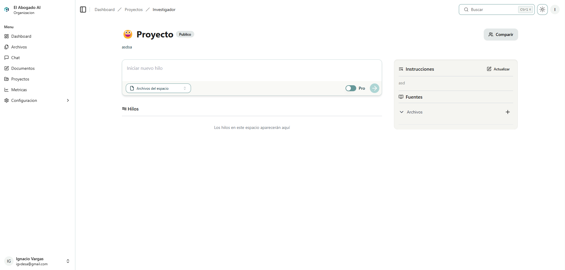 Interfaz de proyectos